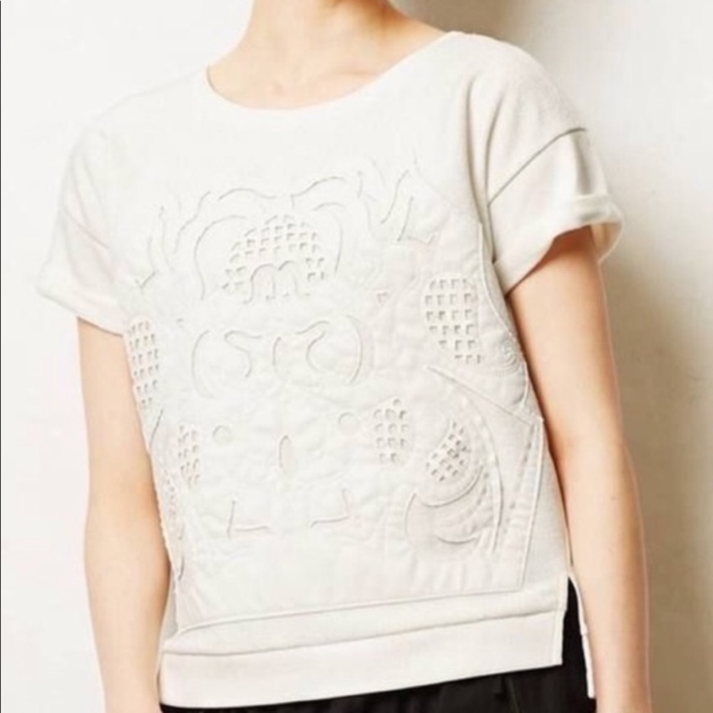 Sanctuary Faux Leather Cutwork Appliqué Sweatshirt